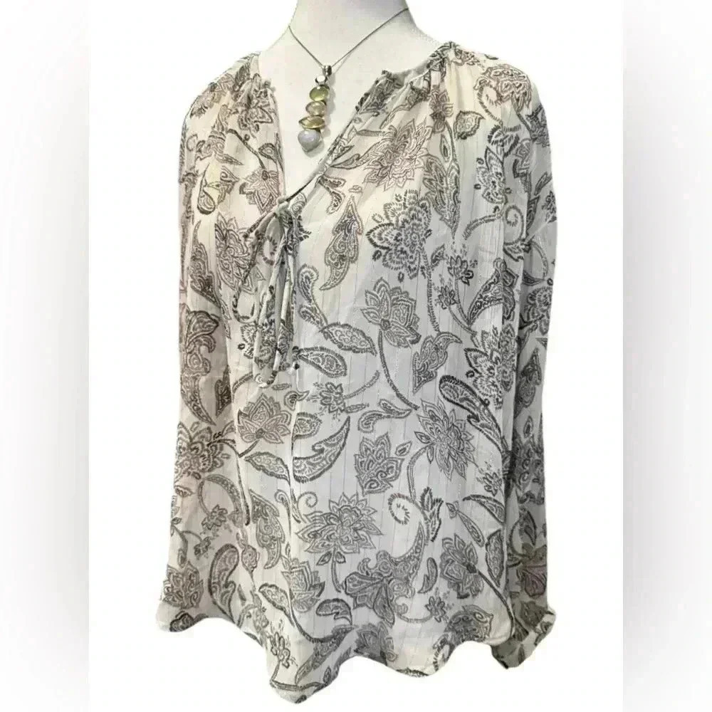 Vici | Paisley Floral Flowy Peasant Tunic Blouse (S)